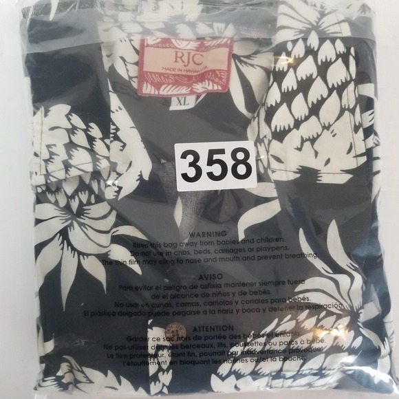 RJC Made In Hawaii Mens XL Black Pineapple Aloha Hawaiian Shirt‎ - Picture 10 of 10